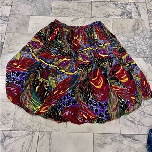 Bohemian Multicolor Circle Skirt with Elastic Waist draw string.